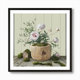 Peonies In A Pot 2 Art Print