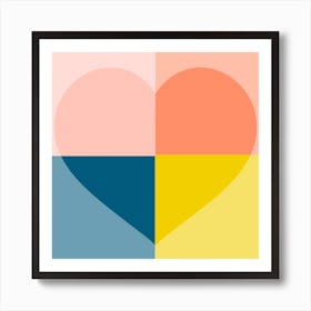 Color Block Heart Square Art Print