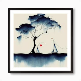 Sailboats And Tree Art Print