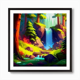 Waterfall In The Forest,Landscape waterfall in the forest Art Print