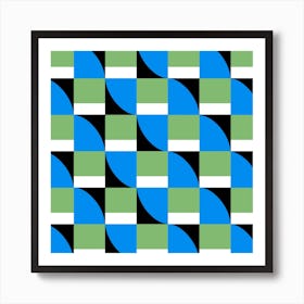 Checker Abstract Blue Green Square Affiche