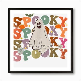 Spooky Season Cute Ghost Groovy Halloween Retro Art Print