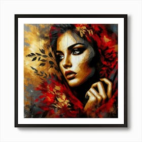 Red Hooded Woman Art Print