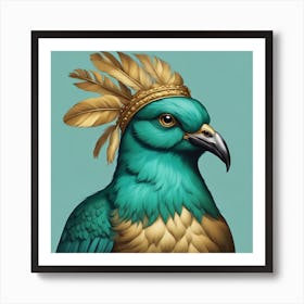 Teal Birdie Art Print