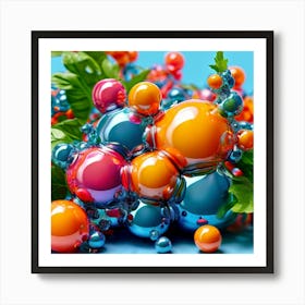 3d Bubbles Colors Dimensional Objects Illustrations Shapes Plants Vibrant Textured Spheric (9) 4 Art Print