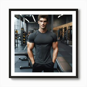 Muscular Man In Gym 4 Art Print