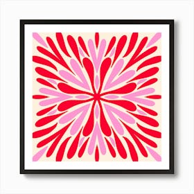 Symmetry Petals - orange and pink Art Print