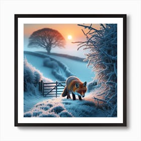 Fox In The Snow 3 Art Print