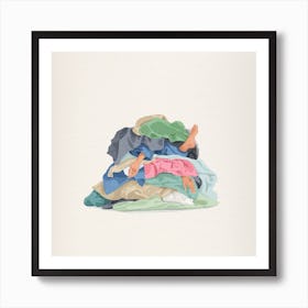 Pile Of Laundry Square Art Print