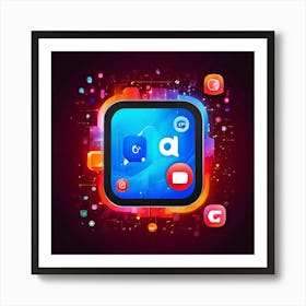 Qq Messaging Social Media Platform App Icon Logo China Communication Network Interface D (3) Art Print