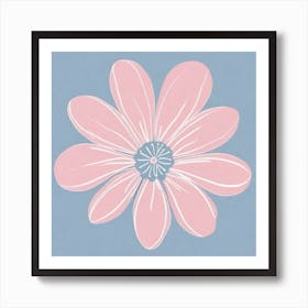 A White And Pink Flower In Minimalist Style Square Composition 384 Art Print