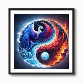 Phoenix Yin Yang Art Print