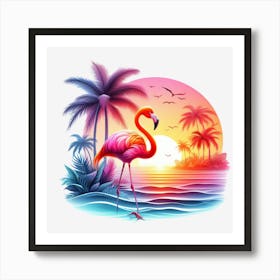 Flamingo At Sunset 7 Art Print