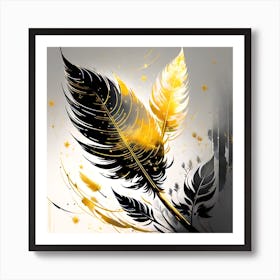 Gold Feathers 2 Art Print