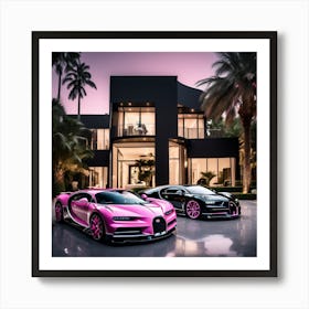 Pink Car  Art Print