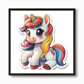 Cute Unicorn Sticker 6 Art Print