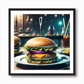 Burgers And Fries 4 Art Print