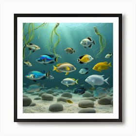 Default A Vibrant Underwater Scene At The Ocean Floor Illumina 3 Art Print