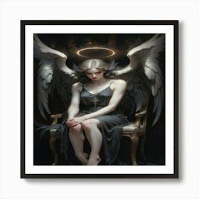 Default Female Archangel Dark Aquarell Background Heaven Elega 3 Art Print