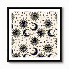 Sun And Moon Pattern Art Print