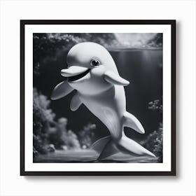 Black and White Dolphin Art Print