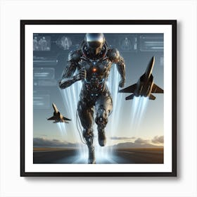 Futuristic Robot Running 8 Art Print