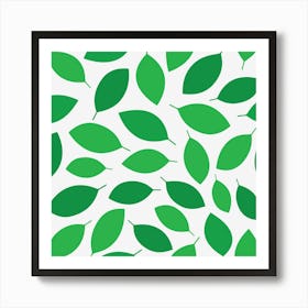 Green Leaves On Black Background Art Print