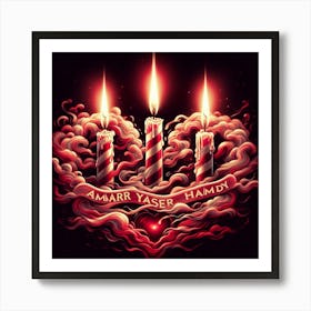 Three Candles In A Heart Art Print