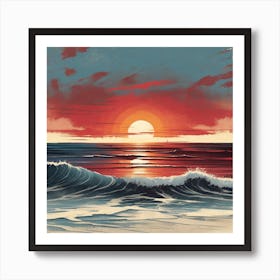 Sunset Over The Ocean Canvas Print Art Print