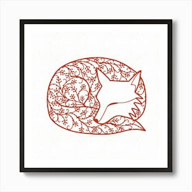 Fox Sleeping Papercut Art Print