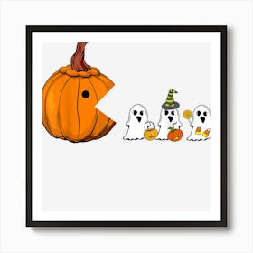 Funny Game Halloween Pumpkin Eating Ghost Gamer Costume Art Print