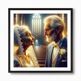 Elderly Couple Getting Married Art Print