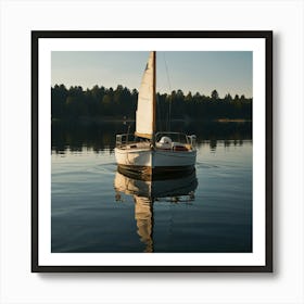 Sailboat On Lake Art Print