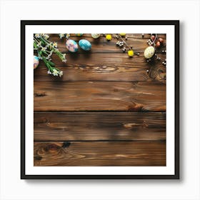 Easter Eggs On A Wooden Table Art Print