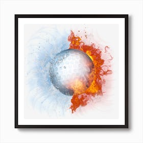 Flame Ball Golf Effects Orange Art Print
