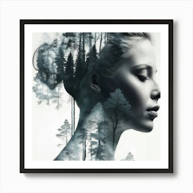 Portrait Of A Woman With Trees 1 Art Print