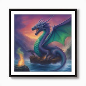 Dragon On Fire Art Print