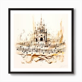 Musical Castle- Music Score And Notes Art Print