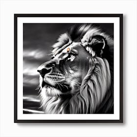 Lion In Black And White 2 Art Print