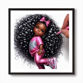 Little Black Girl With Big Hair Art Print