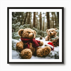 Teddy Bears In The Snow Art Print