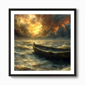 Boat In The Storm Art Print