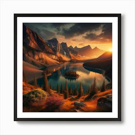 Sunset In The Mountains 5 Art Print