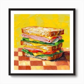 Club Sandwich Yellow Checkerboard 4 Art Print