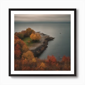 Autumn Trees On The Shore 1 Art Print