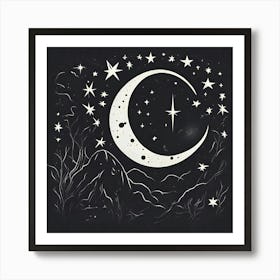 Moon And Stars 10 Art Print