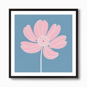 A White And Pink Flower In Minimalist Style Square Composition 605 Art Print