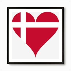 Heart Love Flag Denmark Red Cross Europe Art Print