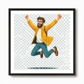 Happy Young Man Jumping Art Print