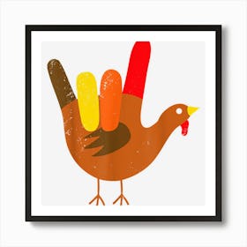 American Sign Language I Love You Thanksgiving Turkey Art Print